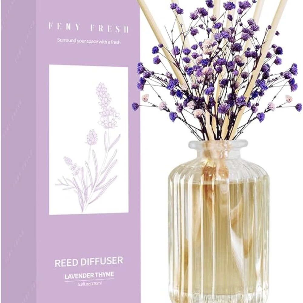 Premium Reed Diffuser Set  Preserved Real Flower &  Sticks Lavender Thyme